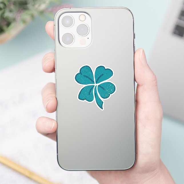 Green Lucky Clover Kleeblatt St. Patrick`s Day Aufkleber (Telefon)