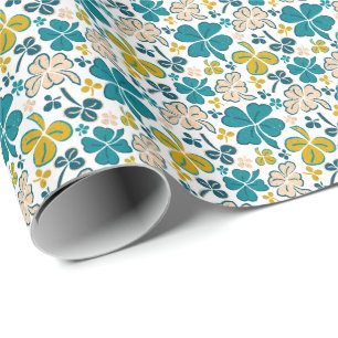 Green Lucky Kleeblatts Clover St Patrick`s Day Wra Geschenkpapier