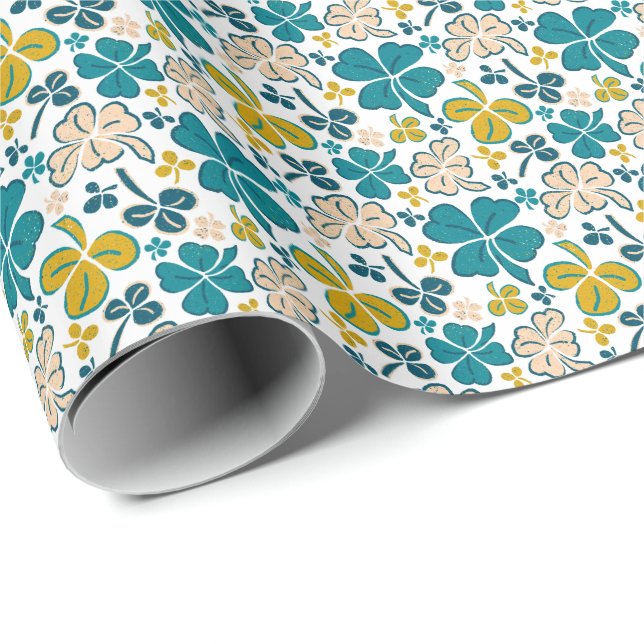 Green Lucky Kleeblatts Clover St Patrick`s Day Wra Geschenkpapier (Rolleneckpunkt)