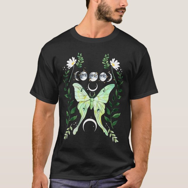 Green Luna Moth Witchy Dark Academia Moon Gothic C T-Shirt (Vorderseite)