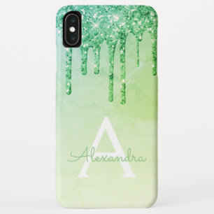 Green Luxe Bling Sparkle Glitzer Monogram Case-Mate iPhone Hülle