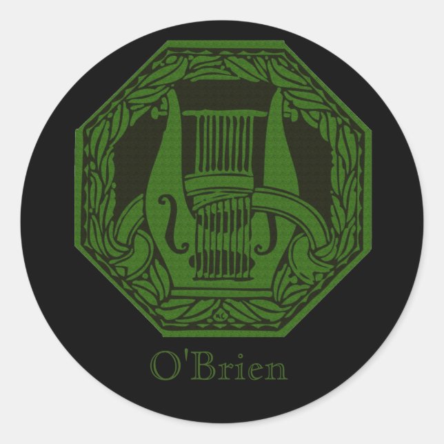 Green Lyre Abzeichen Runder Aufkleber (Vorderseite)