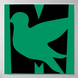 Green M BIrd Poster