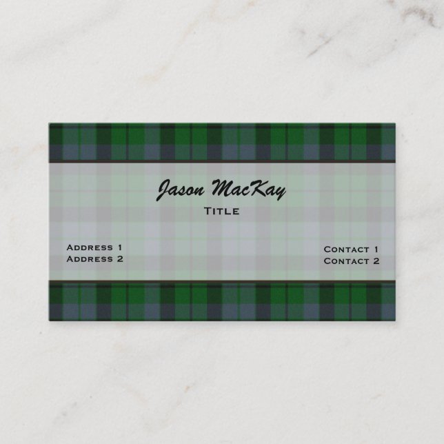 Green MacKay Tartan Plaid Carte de visite personna (Devant)