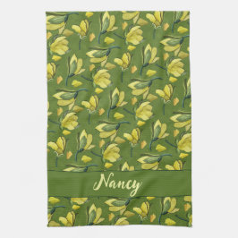 Green Magnolia Floral Personalisiert Geschirrtuch