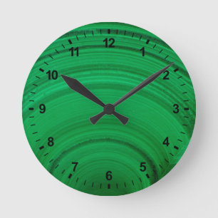 Green Malachite Close-Up Runde Wanduhr