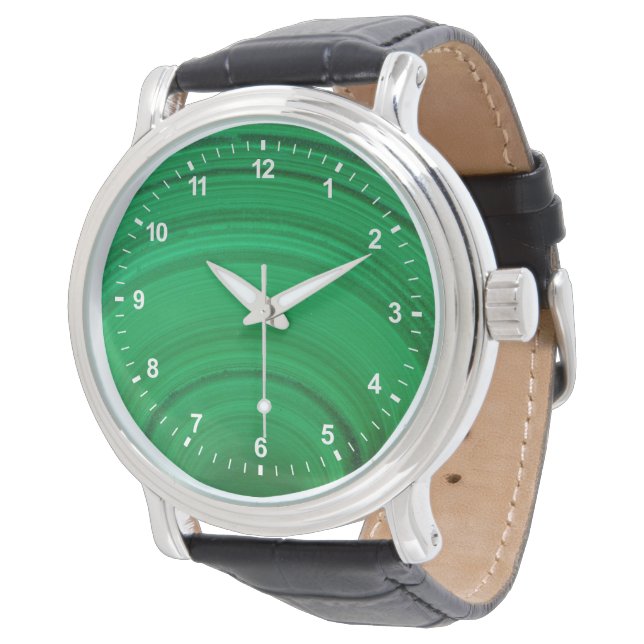 Green Malachite Nah-up Armbanduhr (Schrägansicht)
