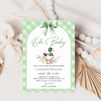 Green Mallard Duck Baby Shower Einladung
