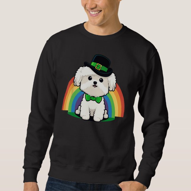 Green Maltese dog shamrock on St Patricks Day Malt Sweatshirt (Vorderseite)