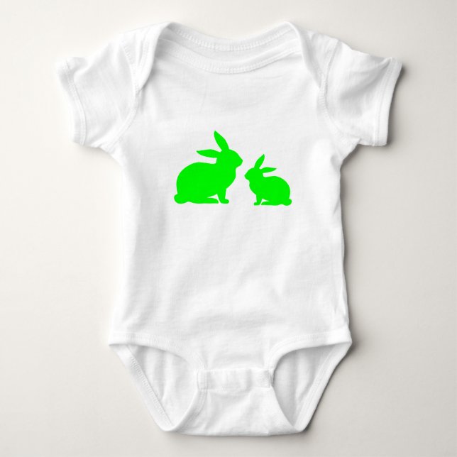 Green Mama und Baby Bunny Baby Bodysuit Strampler (Vorderseite)
