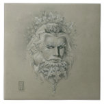 Green Man 2.0 with Oak Leaf Beard  Fliese<br><div class="desc">A portrait of the fantastical Green Man, complete with oak leaves in his beard, spirals on his face and mustache curling like vines. This is a great way to represent the God on your altar. Rest your God candle on it or use it as the representation of the God, especially...</div>
