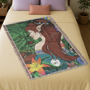 Green Man Elf Fantasy Floral Decke
