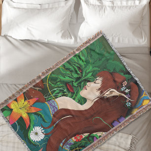 Green Man Elf Fantasy Floral Decke