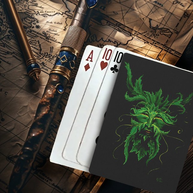Green Man Fee Blätter Black Spielkarten (Von Creator hochgeladen)