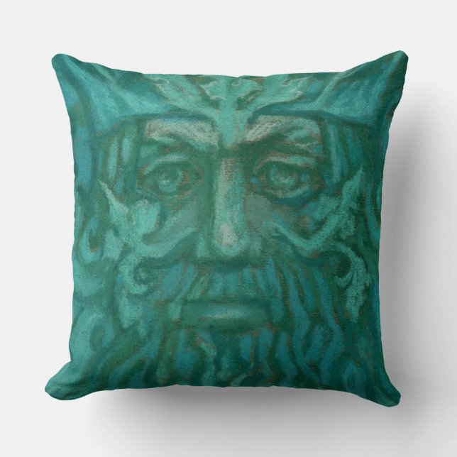 Green Man, Forest King, Pagan God, Fantasy Art Kissen (Vorderseite)