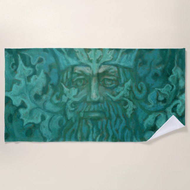 Green Man, Forest King, Pagan God, Fantasy Art Strandtuch (Vorderseite)