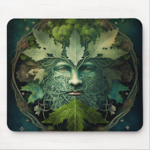 Green Man Mandala Fantasy Art Mousepad