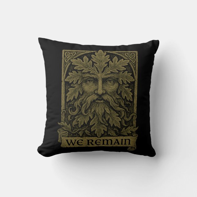 Green Man "We Remain" Pagan Nature Spirit Design Kissen (Vorderseite)