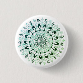 Green Mandala Blume Design Button