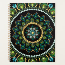 Green Mandala | handbemalt | Heilige Geometrie