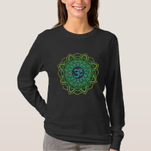 Green Mandala Om Langärmeliger T - Shirt