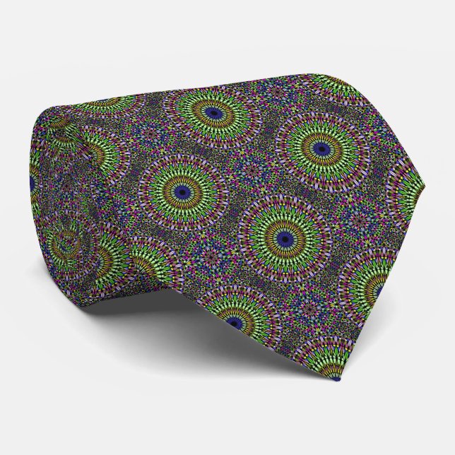 Green Mandala Pattern Neck Tie Krawatte (Gerollt)