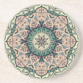 Green Mandala Sandstone Untersetzer