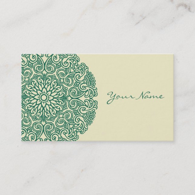 Green Mandala Universe Symbol Yoga Holistic Visitenkarte (Vorderseite)