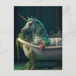 Green Mane Unicorn in der Tub Postkarte