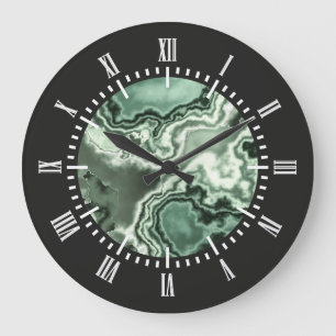 Green Marble 2 Große Wanduhr