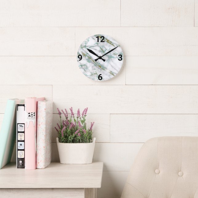 GREEN MARBLE ABSTRAKT WALL CLOCK RUNDE WANDUHR (Lesesaal)