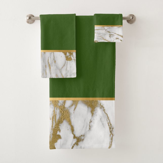 Green MARBLE GOLD BADEZIMMER TOWEL SET (Insitu)