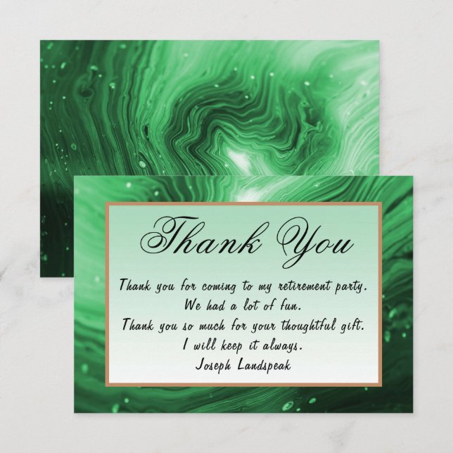 Green Marble Happy Retirement Vielen Dank Mitteilungskarte (Vorne/Hinten)