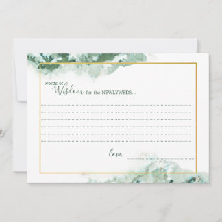 Green Marble Ombre Gold Frame Wedding Wisdom Cards Ankündigung