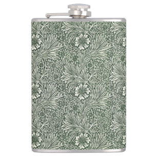 Green Marigold Elegance - Blumen Flachmann