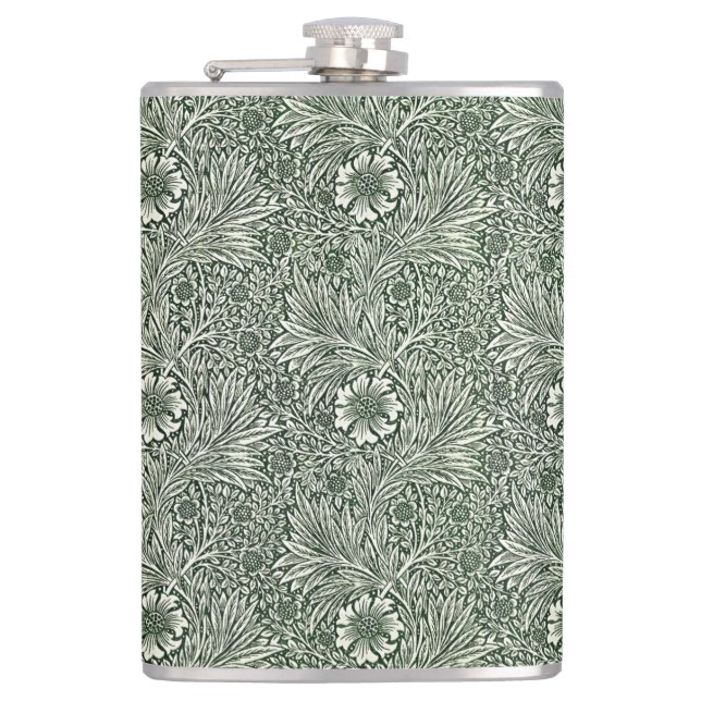 Green Marigold Elegance - Blumen Flachmann (Vorderseite)
