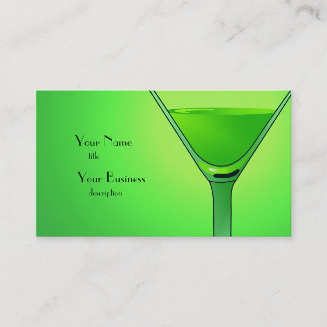 Green Martini Cocktail Business Card Visitenkarte (Vorderseite)