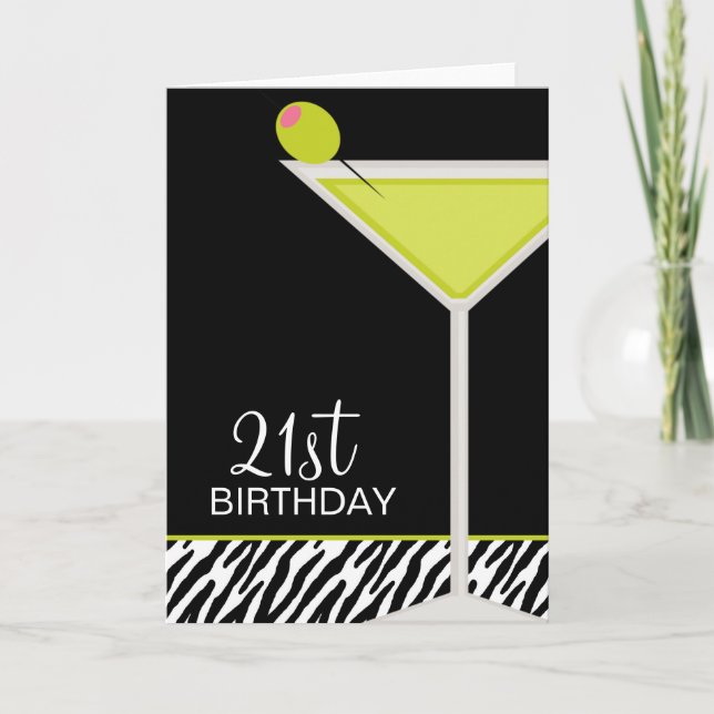 Green Martini und Zebra Muster Karte (Vorderseite)