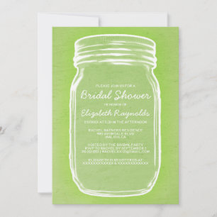Green Mason Jar Bridal Dusche Einladungen