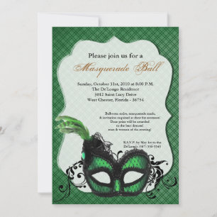 Green Masquerade Maske Ball Kostüm Halloween Einladung
