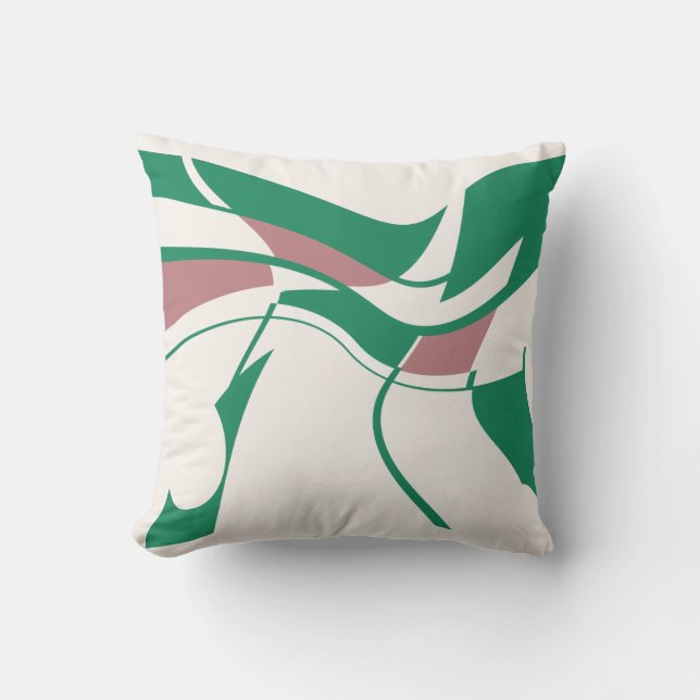 Green Mauve auf Off-White Swirling Motive der Mode Kissen (Vorderseite)
