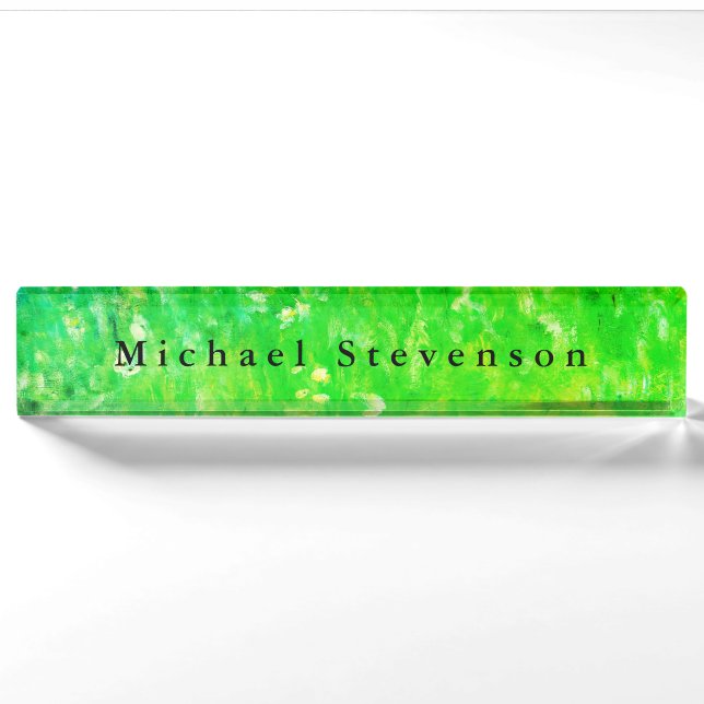 Green Meadow Modern Design einzigartig Persönlich Namensplakette (Vorderseite)