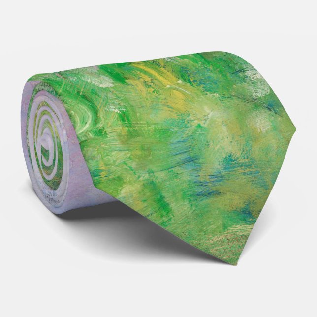 Green Meadow von Renoir Impressionist Painting Krawatte (Gerollt)