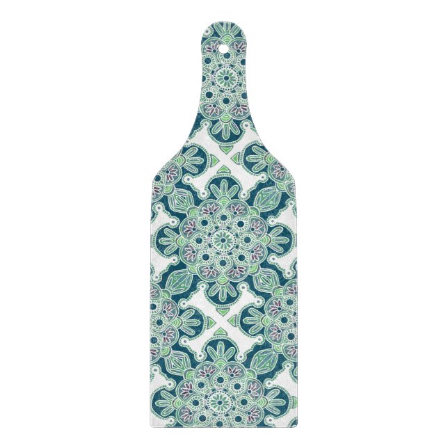 Green Medallion Print Cutting Board Schneidebrett (Vorderseite)