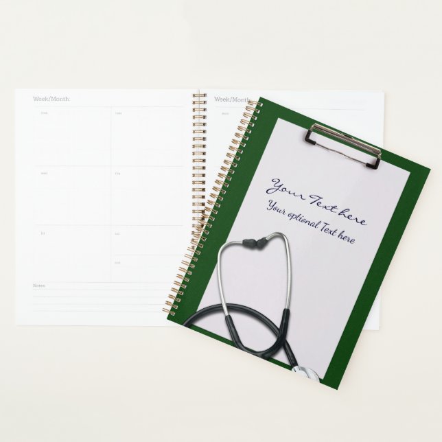 Green Medical Clipboard mit Stethoscope Planer (Anzeige)