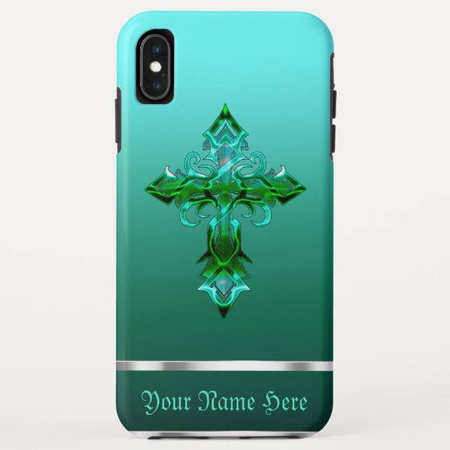 Green Medieval Cross iPhone XS Max Fall Case-Mate iPhone Hülle (Rückseite)
