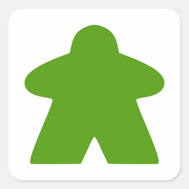 Green Meeple Board Game Piece Quadratischer Aufkleber (Vorderseite)