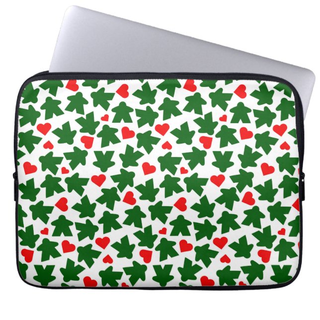 Green Meeple with Red Heart Laptopschutzhülle (Vorderseite)