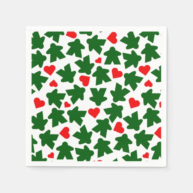 Green Meeple with Red Heart Serviette (Vorderseite)