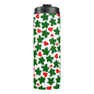 Green Meeple with Red Heart Thermosbecher